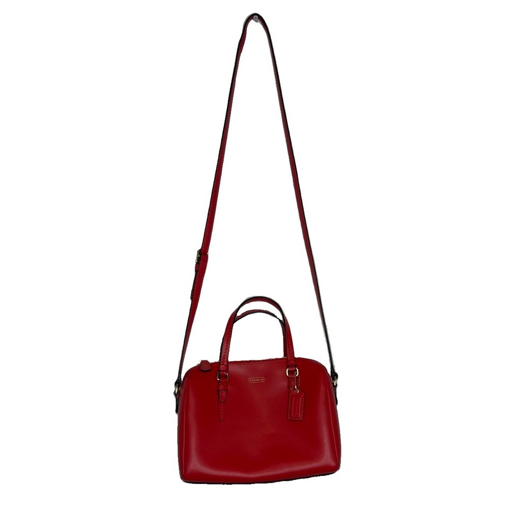 Coach Red Leather Peyton Bennett Mini Satchel Crossbody Bag Gold Hardware